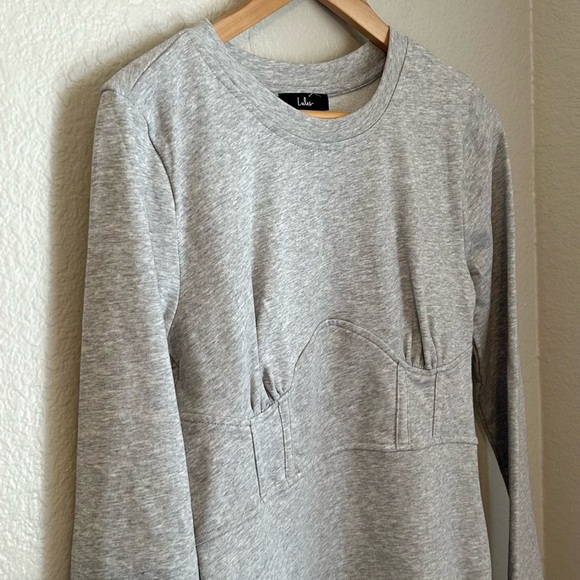 NWT, Lulus Anything But Casual Heather Grey Corset Bodycon Mini Dress, Large - Picture 5 of 11
